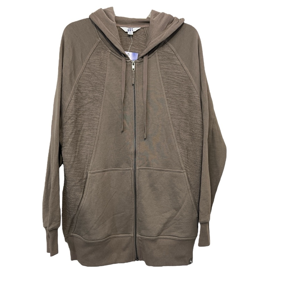 Joy Lab Sweatshirt, Women’s, Relaxed, Loose, Full Zip, Persuading Gray, Sz Small - Picture 2 of 7